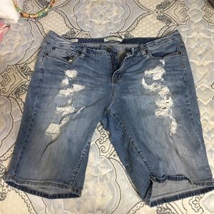 Torrid Boyfriend distressed Bermuda shorts